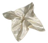Elastico Per Capelli In Tessuto 2pc Cream White Satin Large Intestine Scrunchie Square Scarf Fashion Temperament Women's Hair Accessories(Color1 Square)