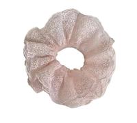 Elastico Per Capelli In Tessuto 2pc Embroidered Lace Solid Color Large Intestine Scrunchie Simple And Gentle Women's Versatile Ball Hair Accessories(Pink)