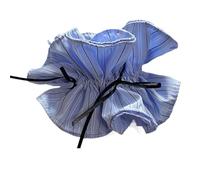 Elastico Per Capelli In Tessuto 2pc Light Blue Striped Bow Ribbon Large Intestine Scrunchie Salt Fresh All Seasons Versatile Women's Hair Accessories(Blue3)