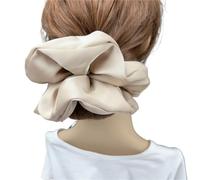 Elastico Per Capelli In Tessuto 2pc Oversize Solid Silk Scrunchies Elastic Hair Bands Women Big Satin Ponytail Ties Rubber Accessories(Khaki)