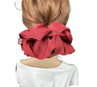 Elastico Per Capelli In Tessuto 2pc Oversize Solid Silk Scrunchies Elastic Hair Bands Women Big Satin Ponytail Ties Rubber Accessories(Wine)