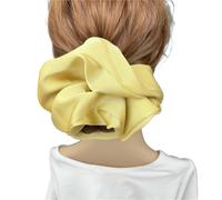 Elastico Per Capelli In Tessuto 2pc Oversize Solid Silk Scrunchies Elastic Hair Bands Women Big Satin Ponytail Ties Rubber Accessories(Yellow)