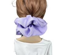 Elastico Per Capelli In Tessuto 2pc Oversize Solid Silk Scrunchies Elastic Hair Bands Women Big Satin Ponytail Ties Rubber Accessories(Purple)