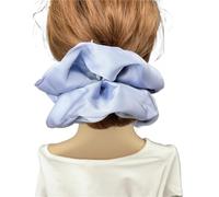 Elastico Per Capelli In Tessuto 2pc Oversize Solid Silk Scrunchies Elastic Hair Bands Women Big Satin Ponytail Ties Rubber Accessories(Sky blue)