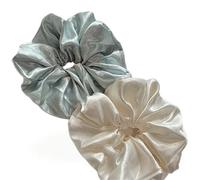 Elastico Per Capelli In Tessuto 2PC Pearlescent White Large Satin Scrunchie - Stylish, Minimalist Ponytail Hair Tie(2color)