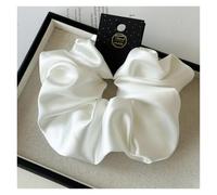 Elastico Per Capelli In Tessuto 2pc Satin Silk Like Hair Scrunchies Black Big Ties Scrunchie Solid Color Accessories Scrunch Headbands For Women(White)