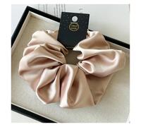 Elastico Per Capelli In Tessuto 2pc Satin Silk Like Hair Scrunchies Black Big Ties Scrunchie Solid Color Accessories Scrunch Headbands For Women(Khaki)