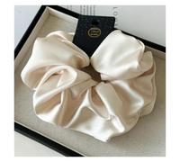 Elastico Per Capelli In Tessuto 2pc Satin Silk Like Hair Scrunchies Black Big Ties Scrunchie Solid Color Accessories Scrunch Headbands For Women(Beige)