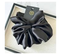 Elastico Per Capelli In Tessuto 2pc Satin Silk Like Hair Scrunchies Black Big Ties Scrunchie Solid Color Accessories Scrunch Headbands For Women(Black)