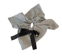 Elastico Per Capelli In Tessuto 2pc Vintage Versatile Striped Fabric Hair Scrunchie, Ponytail Tie For The Back Of The Head, Stylish(Square black stripes)