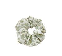 Elastico Per Capelli In Tessuto 2pc Woman Small Fresh Fabric Flower Printing Elastics Hair Band Sweet Scrunchies Tie Ponytail Hold Accessories(Rose Green)
