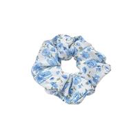 Elastico Per Capelli In Tessuto 2pc Woman Small Fresh Fabric Flower Printing Elastics Hair Band Sweet Scrunchies Tie Ponytail Hold Accessories(Rose Blue)