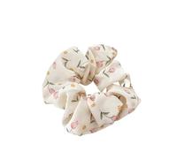 Elastico Per Capelli In Tessuto 2pc Woman Small Fresh Fabric Flower Printing Elastics Hair Band Sweet Scrunchies Tie Ponytail Hold Accessories(Tulips Pink)