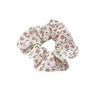 Elastico Per Capelli In Tessuto 2pc Woman Small Fresh Fabric Flower Printing Elastics Hair Band Sweet Scrunchies Tie Ponytail Hold Accessories(Flower white)