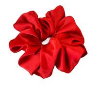 Elastico Per Capelli In Tessuto 2pc Women Red Scrunchies Satin Elastic Hair Bands Ponytail Holders Tie Solid Color Rope Scrunchy Rubber Band Rings(15cm)