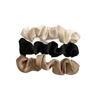 Elastico Per Capelli In Tessuto 3/4/5 PCS Elastic Bands Elegant Solid Color Satin Pleated Scrunchies Woman Strong Ponytail Hair Ties Accessories(Color1-3PCS)