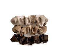 Elastico Per Capelli In Tessuto 3/4/5 PCS Elastic Bands Elegant Solid Color Satin Pleated Scrunchies Woman Strong Ponytail Hair Ties Accessories(Color2-3PCS)
