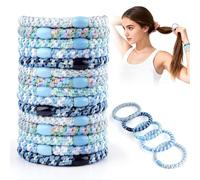 Elastico per capelli per donne e ragazze, 15 pezzi elastici per capelli che non abbiano, alla moda elastici per trecce per capelli spessi, ricci e lisci (5 colori disponibili) (blu)