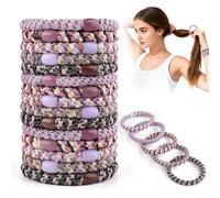 Elastico per capelli per donne e ragazze, 15 pezzi elastici per capelli che non abbiano, alla moda elastici per trecce per capelli spessi, ricci e lisci (5 colori disponibili) (viola)