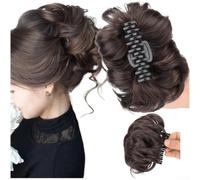 Elastico per capelli sintetici, resistente al calore, per donne, per acconciature corte disordinate, con clip, look naturale, per tutti i giorni, ufficio, feste, 55 g, leggero (4)