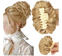 Elastico per capelli sintetico, resistente al calore, per donne, per acconciature corte disordinate, con clip, look naturale, per tutti i giorni, ufficio, feste, 55 g, leggero (22H27)