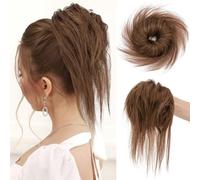 Elastico per chignon, 100% umano, con fascia elastica, per coda di cavallo/matrimonio, extension ricce tinte con fragola e biondo miele, 29 g