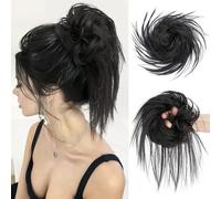 Elastico per chignon, 100% umano, con fascia elastica, per coda di cavallo/matrimonio, extension ricce tinte con fragola e biondo miele, 29 g