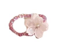 Elastico Perline Viole Floreali Acrilico Anelli Regolabili Gioielli Dito Coreano Stili Donne Accessorio di Moda Per Il Partito Elastico Delle Donne, Misura unica, come descritto, come descritto