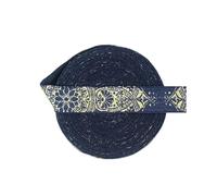 Elastico Piegato Stampato da 5 Metri, Nastro in Spandex a Pois leopardati da 15 mm, Fascia per Capelli, Finiture da Cucito,Lotus Vite-Blu,15 mm