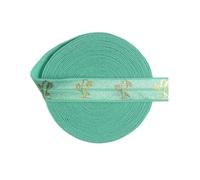 Elastico pieghevole da 15 mm con stampa in lamina di loto dorato per rifiniture da cucire su cerchietti e decorazioni per abiti,Cactus-Tropico,50 iarde