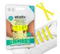 Elastix Sneaker Lacci elastici in gomma senza legatura, per adulti, senza abrasioni, in silicone, piatti, per il tempo libero e lo sport, giallo fluo, Taglia unica