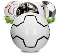 elasto PROMOTION FOR LIFE Derby - Palla da calcio per bambini e adulti, taglia 5, perfetta per tiro gol, palla sportiva per allenamento in interni ed esterni, colore: bianco/grigio