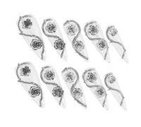 ELAYARD 10 Pezzi Spine per unghie premere sulla colla per unghie strass floreali per unghie punte delle unghie dei fiori ciondoli per gioielli per unghie plastica Silver