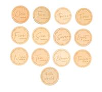 ELAYARD 13 pezzi Carte Legno Targhetta Rotonda Incisione Creativa Decorazioni Nascita e Regalo Utili per Ragazzo Ragazza Accessori Foto Crescita Primo Anno