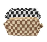 ELAYARD 2 pezzi Borsa Toilette Checkered con Zip Capacità per Cosmetici e Accessori Sacchetto Trucchi Portatile e Resistente Organizer Multifunzionale per Viaggi e Quotidiano
