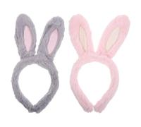 ELAYARD 2 Pezzi Cerchietti con Orecchie Coniglio Morbide e Flessibili per Donne Accessori Costume Party e Cosplay Grigio e Rosa Fasce Comode e Adatte Tutte