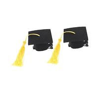 ELAYARD 2 Pezzi Fermagli Mini Berretto Laurea con Nappa Gialla Accessori Decorativi per Laurea e Party Tema Clip Stile Dottorato Chic