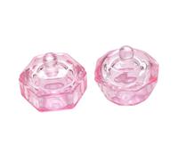 ELAYARD 2 pezzi Manicure Cup in Vetro Crystal Rosa con Coperchio Vasetto Nail Art Resistente e Trasparente Professionale per Mix Liquidi e Polveri Unghie