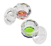 ELAYARD 2 Pezzi Tazze in Vetro Trasparente per Nail Art con Coperchio, Forma a Otto Lati e 12 Poligoni, Facili da Pulire per Scuole e Saloni di Unghie