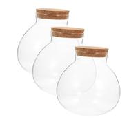 ELAYARD 3 pezzi Barattoli Ecologici in Vetro Trasparente con Tappo in Sughero Bottiglie Terrario per Piante e Micro Paesaggi Vasetti per Giardino da Design e Facile Manutenzione