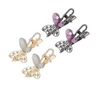 ELAYARD 4 Pezzi Butterfly Snap Hair Clips in Metal With Rhinestones Vintage French Style Hairpins For Womens Side Bangs Weddings Parties And Daily Elegant Styling