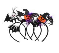 ELAYARD 4 pezzi Cerchietti Halloween Leggeri e Comodi Fasce per Capelli Tema Pipistrelli Zucca e Strega per Party Cosplay e Feste Costume