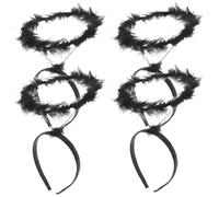 ELAYARD 4 Pezzi Cerchietti per Angeli Nero Accessori Costume Cosplay Morbidi e Comodi per Feste e Halloween