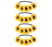 ELAYARD 4 pezzi Fascia Capelli Girasole Corona Floreale Elastica Vintage per Donna Accessorio Boho Versatile per Matrimonio Festa e Halloween
