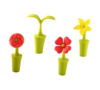 ELAYARD 4 pezzi per Bottiglia di Vino in Silicone Forma di Fiore Design Unico per Sigillare e Decorare Bottiglie di Vino Rosso Liscio e Materiale Resistente e Antiruggine