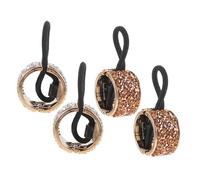 ELAYARD 4pezzi Elastici Per Capelli Con Strass Accessori Moda Per Donna e Ragazza Fascette Elastiche Resistenti Per Code Di Cavallo Color Oro Pallido e Argento Decorazione Creativa e Scint