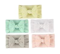 ELAYARD 5 pezzi Fasce per Capelli Neonata in Nylon con Fiocco Soffice e Trama Jacquard Accessori per Fascia per Capelli Ragazzo Ragazza Confortevoli e Traspiranti Colori Pastello Vari