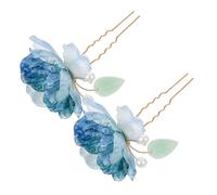 ELAYARD Accessori per Chioma da Sposa Fiori in Stoffa 2 Pezzi Fermagli Eleganti per Matrimonio Damigella D'onore Decorazione Chioma Festa e Cerimonia Azzurro Chiaro