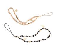 ELAYARD Cordino da Polso per Telefono Cellulare Ciondolo a Cinque Stelle e Perline Antiscivolo Set da 2 Pezzi in Colore Nero e Caffè Cinturino Compatibile per Custodie per Donne e