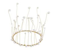 ELAYARD Corona Di Perle Per Torta Da Compleanno, Decorazione Artigianale Oro, Accessori Decorativi Per Torte Nuziali, Corona Regale Per Festa e Concorsi Di Bellezza